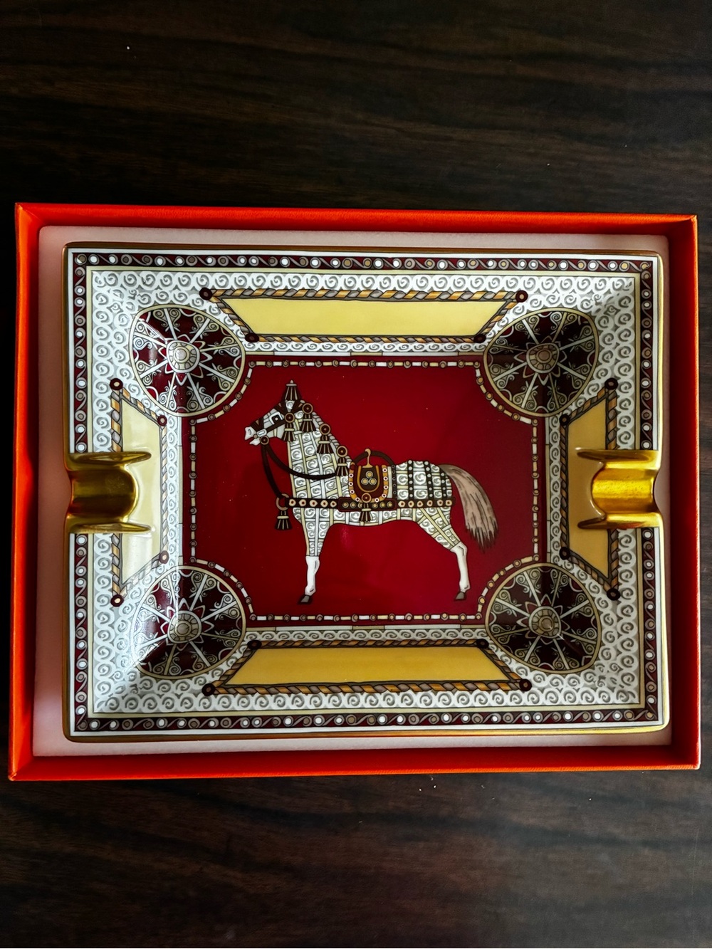 Authentic Hermès Paris Porcelain Ashtray / Change Tray 'Cheval d'Orient' Horse